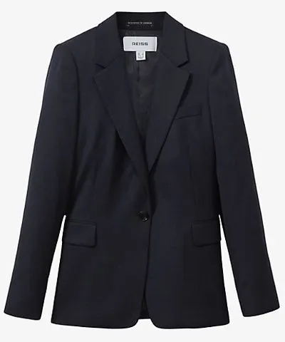 Reiss Women's Navy Hallie Peak-Lapel Double-Breasted Stretch-Wool Blazer