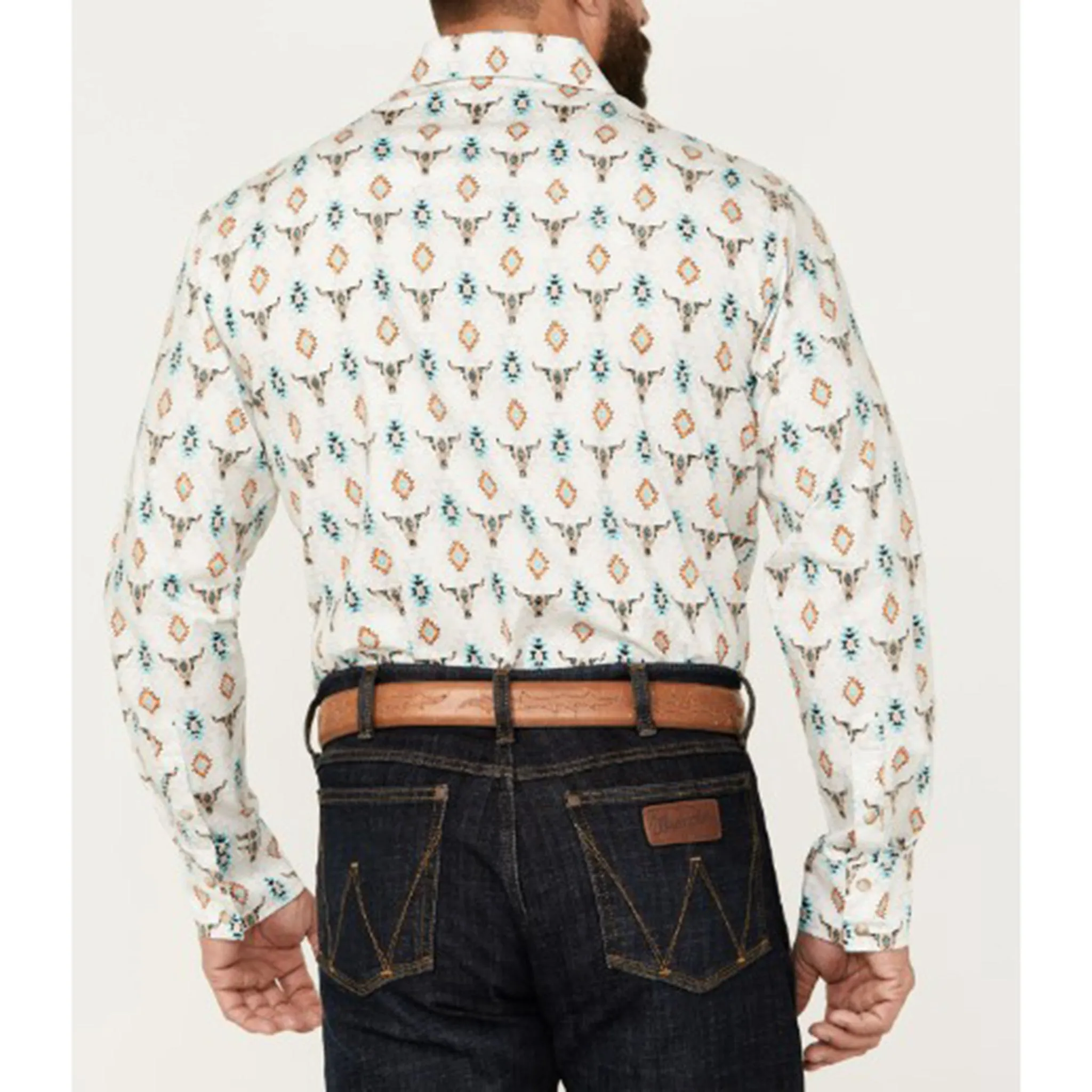 Cream Skull & Aztec Shirt - Rock & Roll Men's