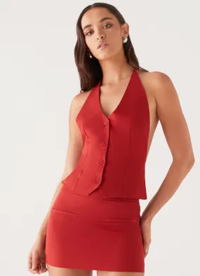 Ruby Red Halterneck Vest Top