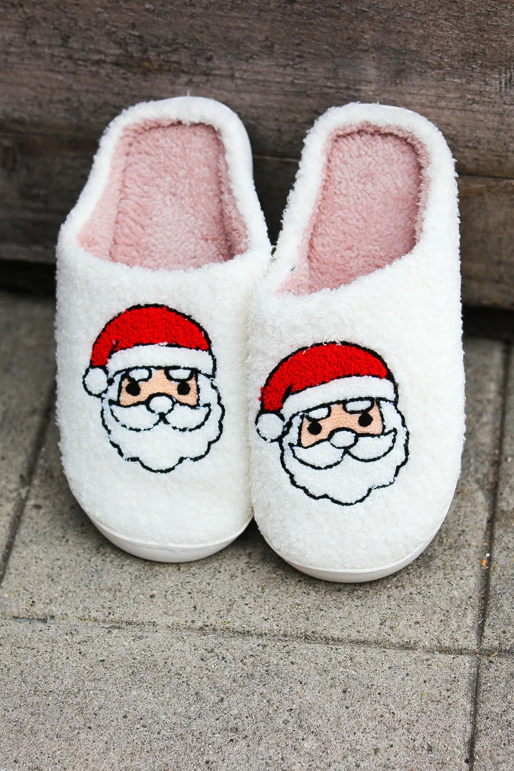 Santa Print Fleece Slippers