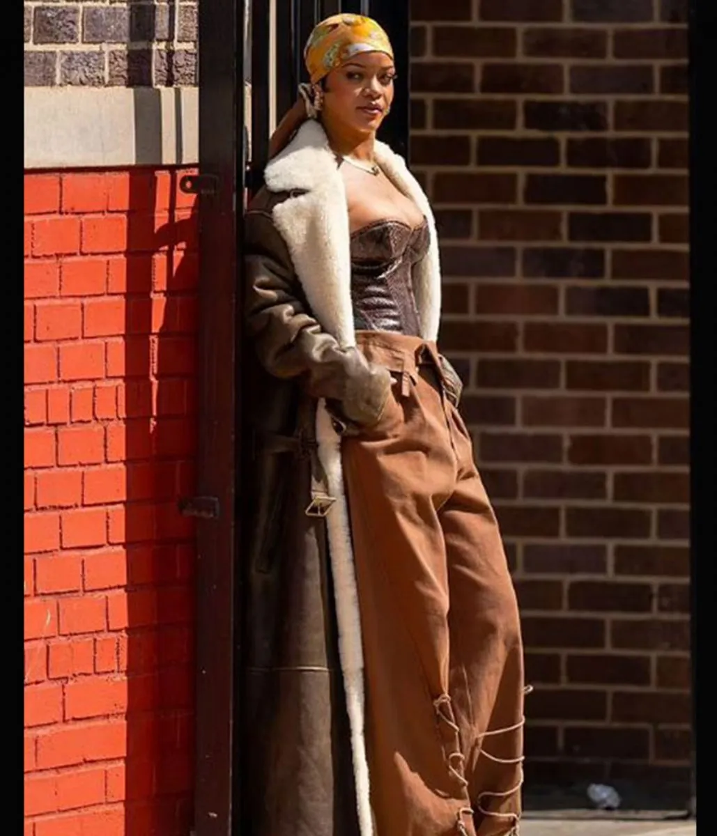 Bronx of New York City Shearling Leather Coat Rihanna