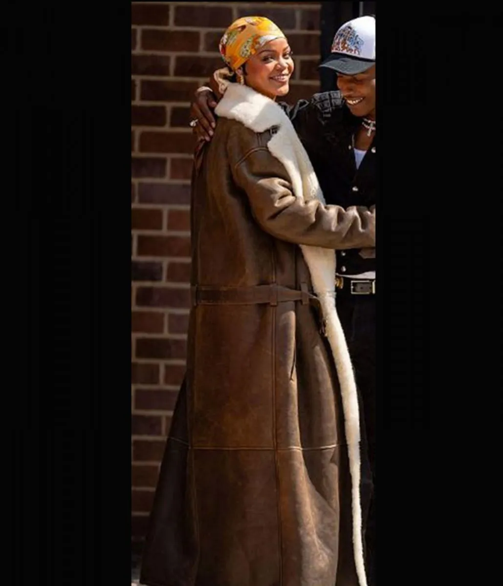 Bronx of New York City Shearling Leather Coat Rihanna