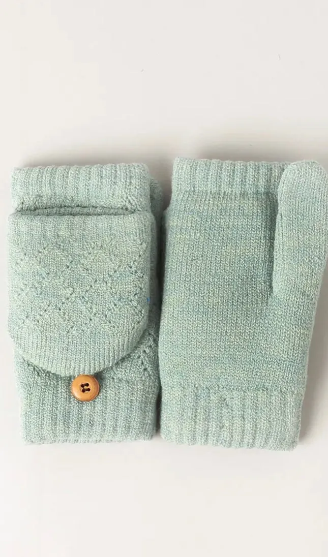 FASHION CITY Solid Knit Convertible Fingerless Mittens