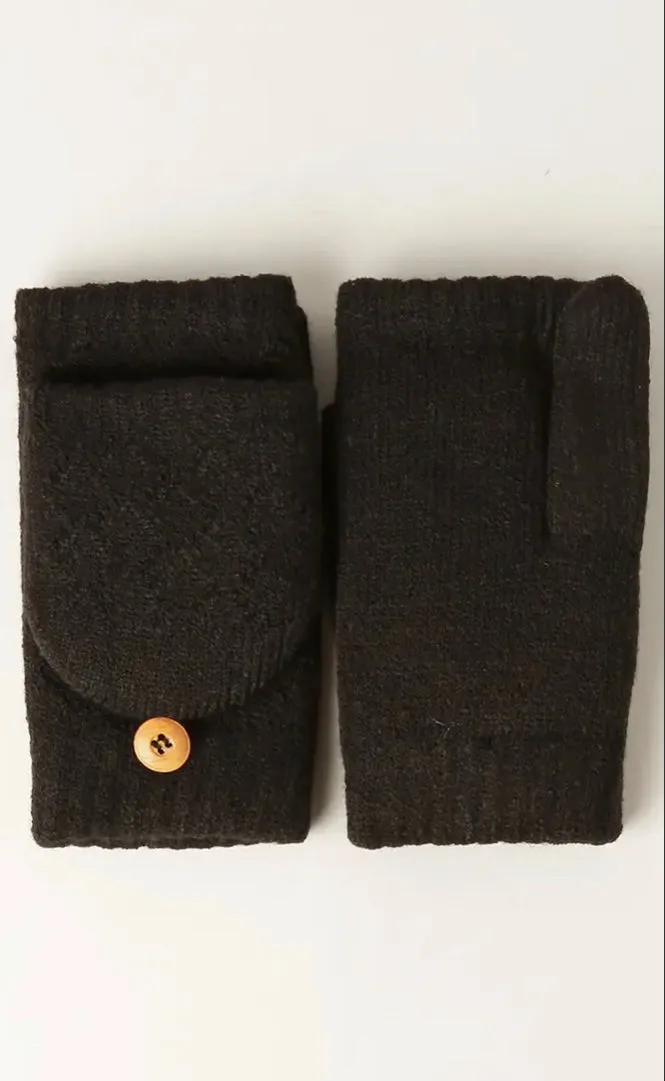 FASHION CITY Solid Knit Convertible Fingerless Mittens