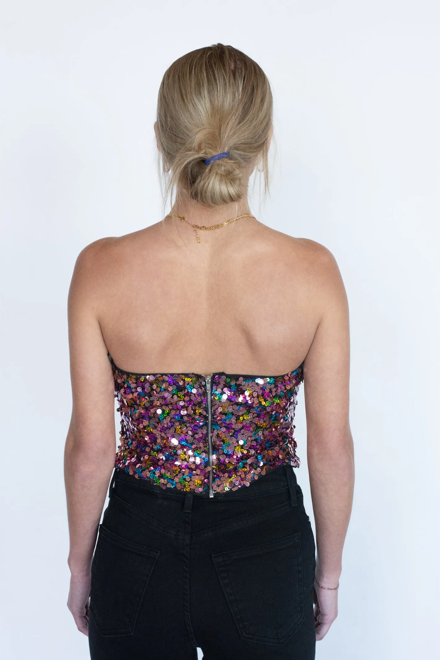 Multicolor Sequin Disco Queen Tube Top