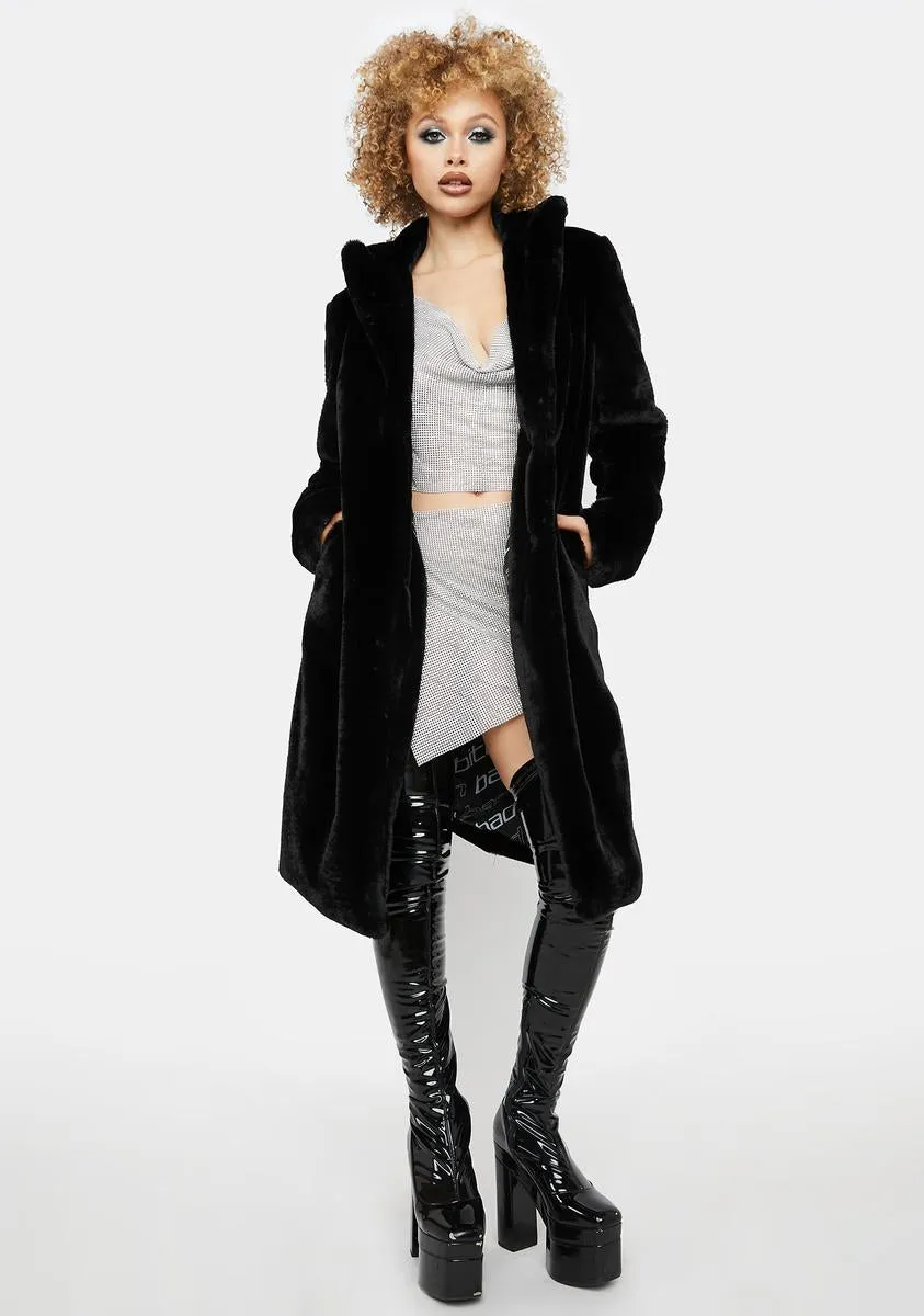 spell it out faux fur coat