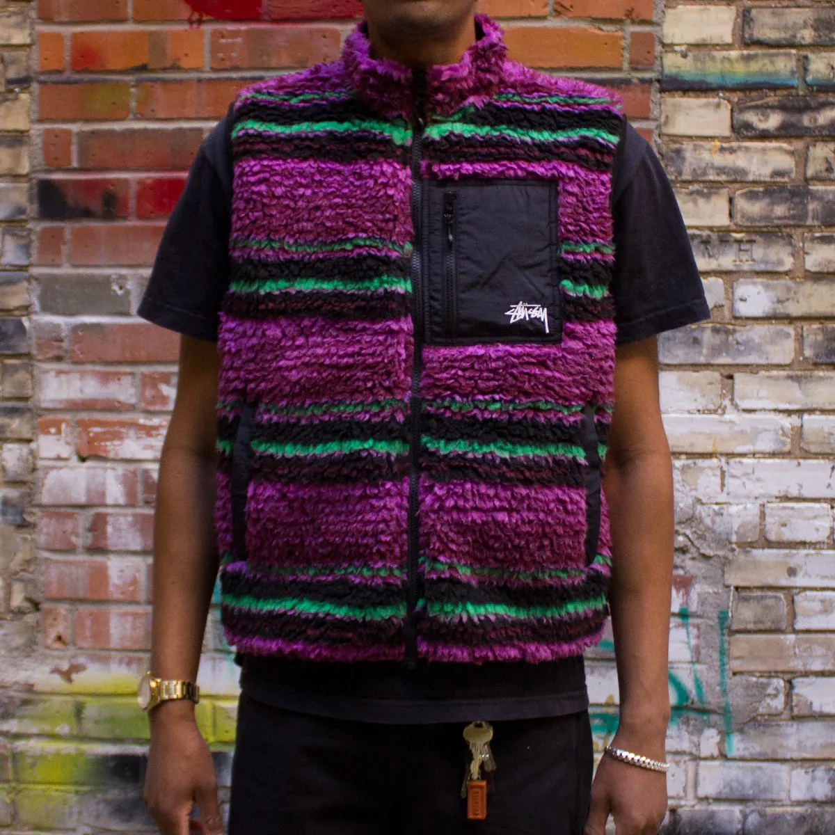 Striped Sherpa Vest