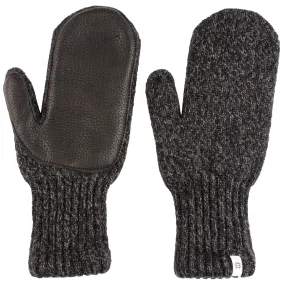 Black Deerskin Wool Mittens