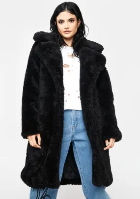 Stylish Faux Fur Coat: Midnight Leading You On