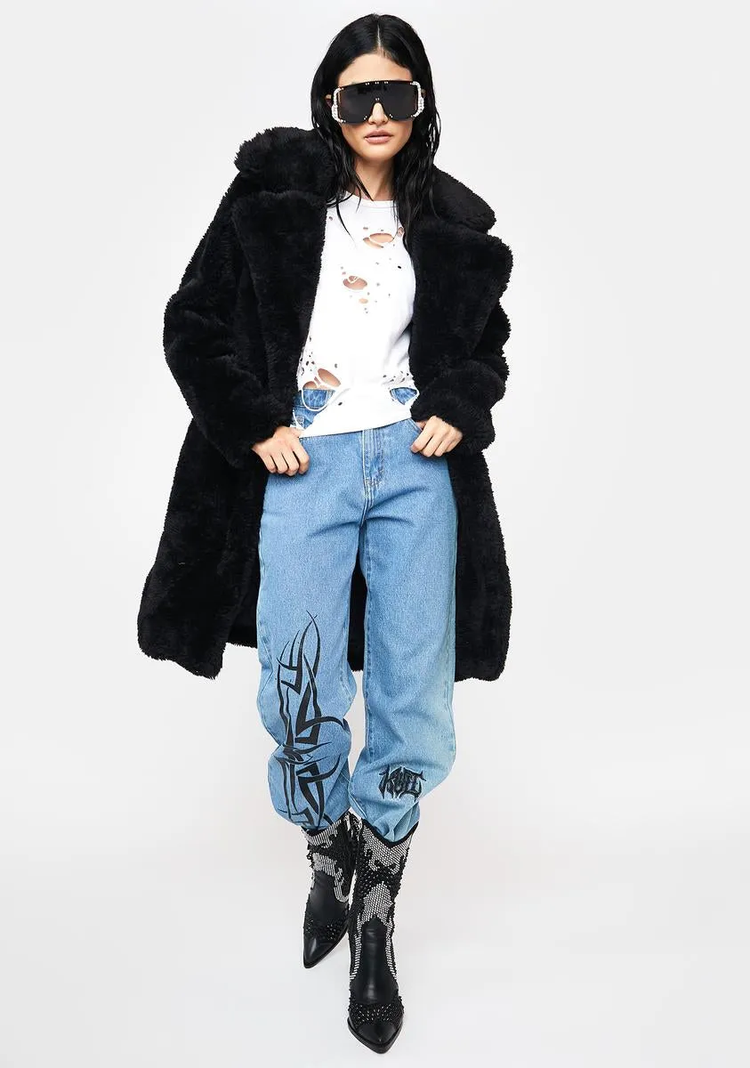 Stylish Faux Fur Coat: Midnight Leading You On