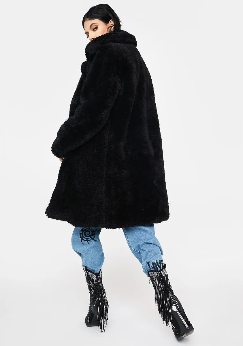 Stylish Faux Fur Coat: Midnight Leading You On