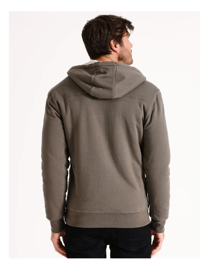 Stylish Sherpa Hoodie in Khaki