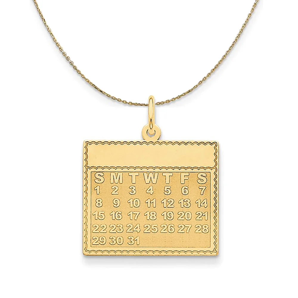 Sunday Start Calendar Pendant Necklace