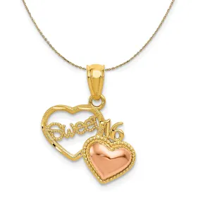 Sweet 16 Double Heart Pendant Necklace