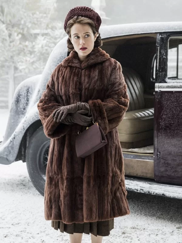 The Crown Claire Foy Faux Fur Coat