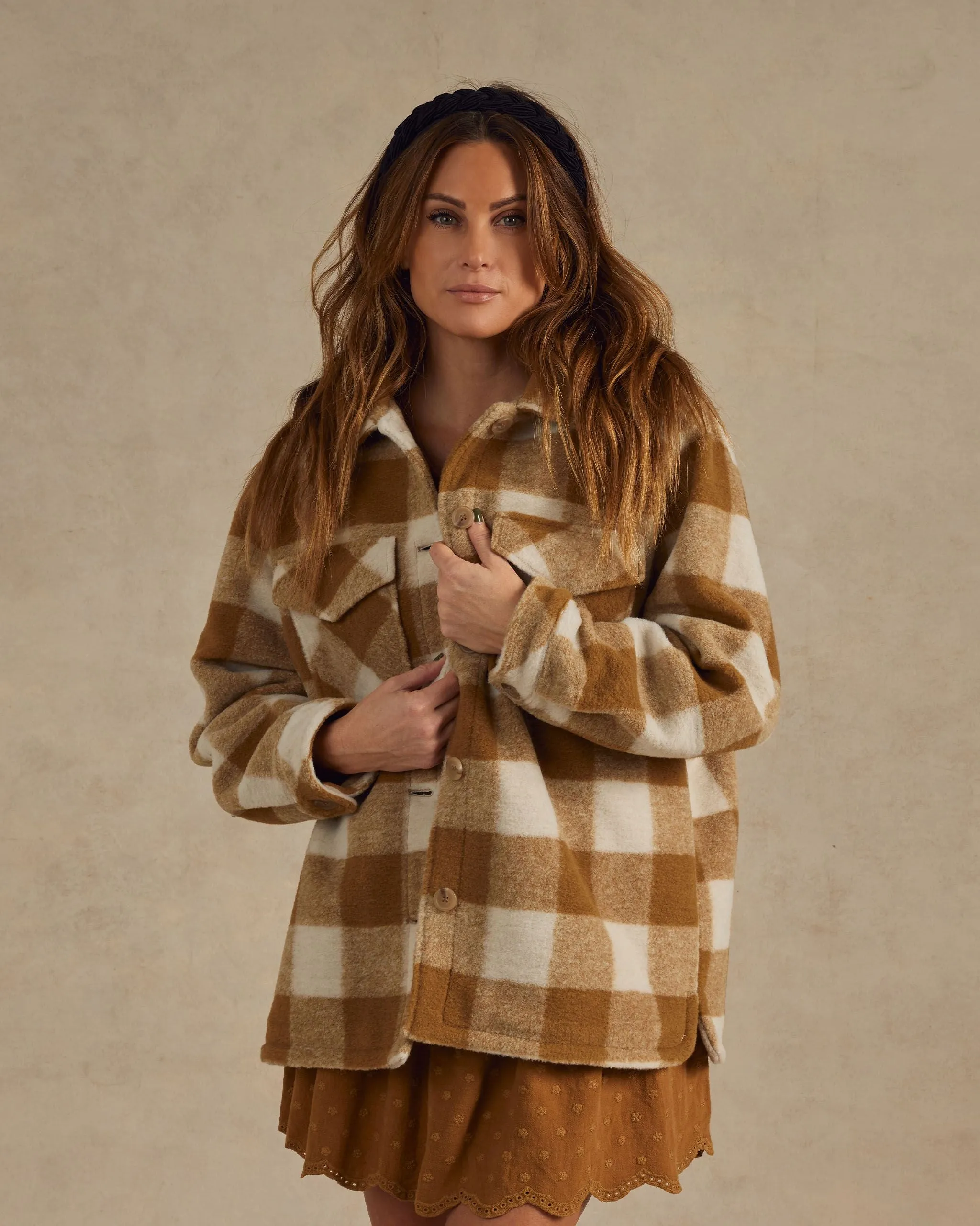 Shearling Chore Coat Rylee + Cru Brass Checker