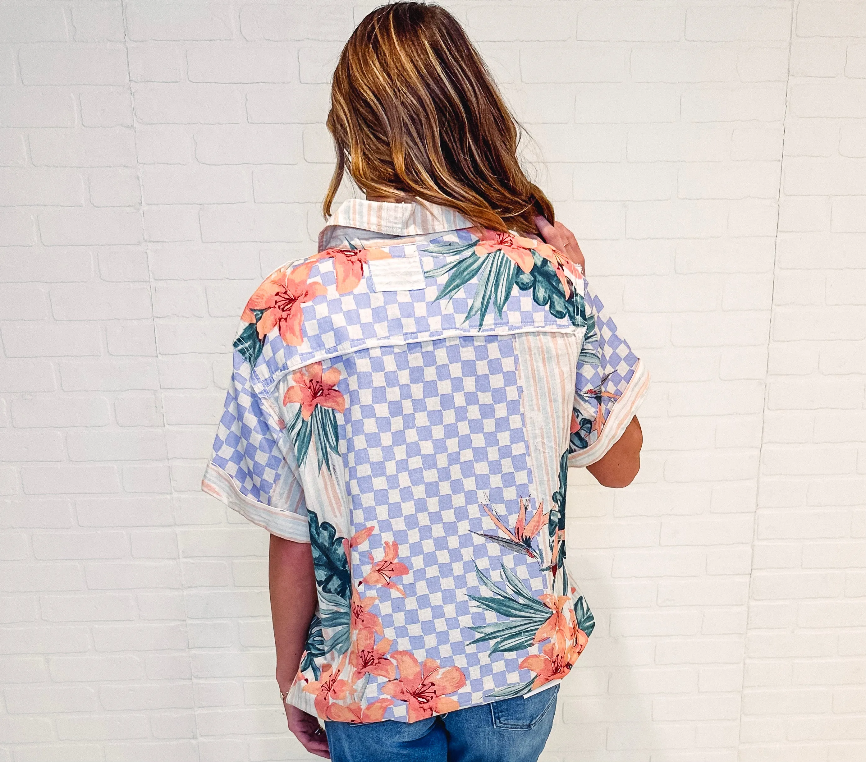 Vintage Tropical Print Top