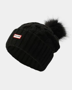 Cable Knit Unisex Beanie With Pom