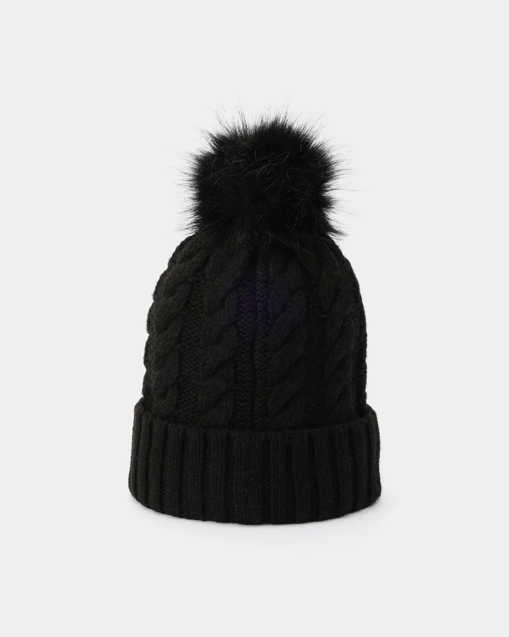 Cable Knit Unisex Beanie With Pom