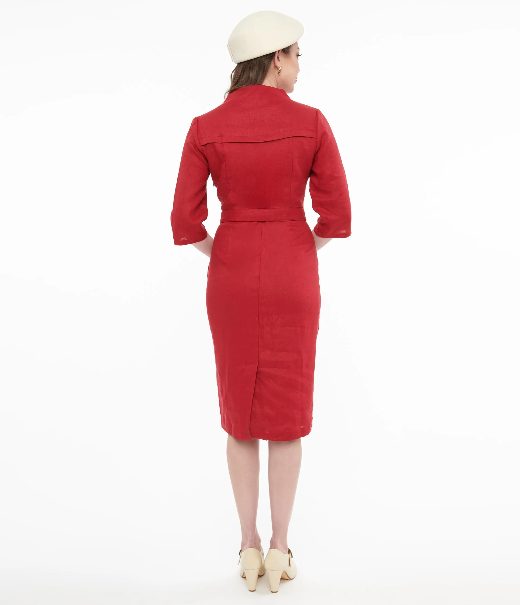 Red Belted Wiggle Dress