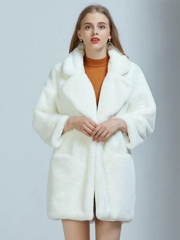 White Women's Winter Fur Coat