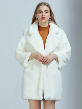 White Women's Winter Fur Coat