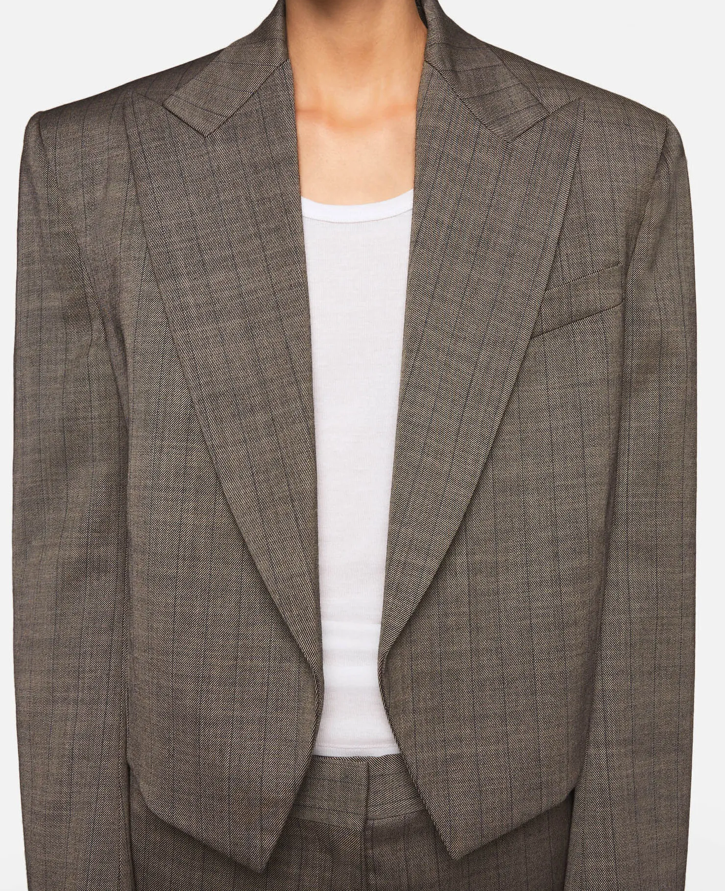 Womens' Cropped Pinstripe Wool Blazer