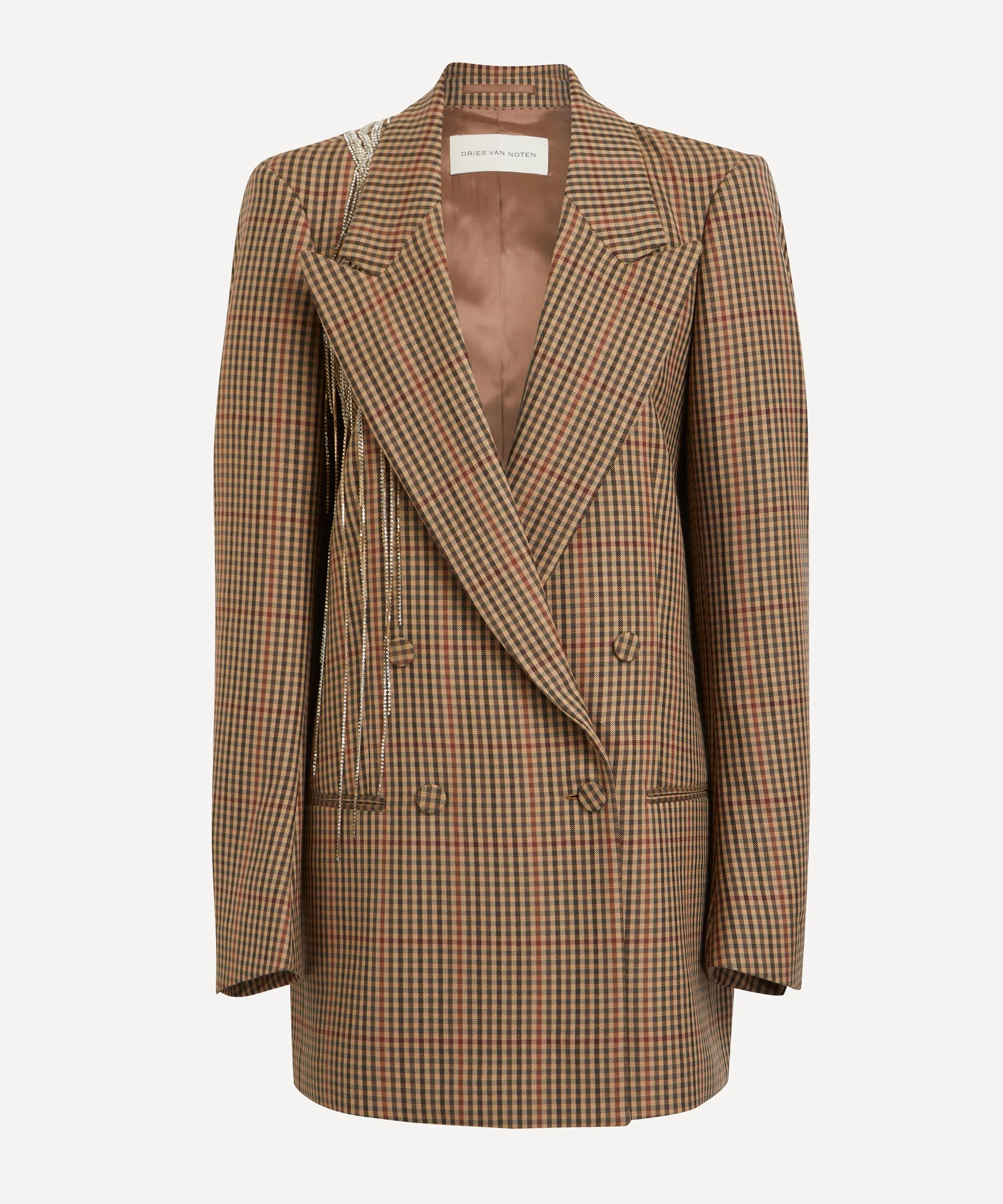 Women's Crystal-Embellished Checked Wool Blazer