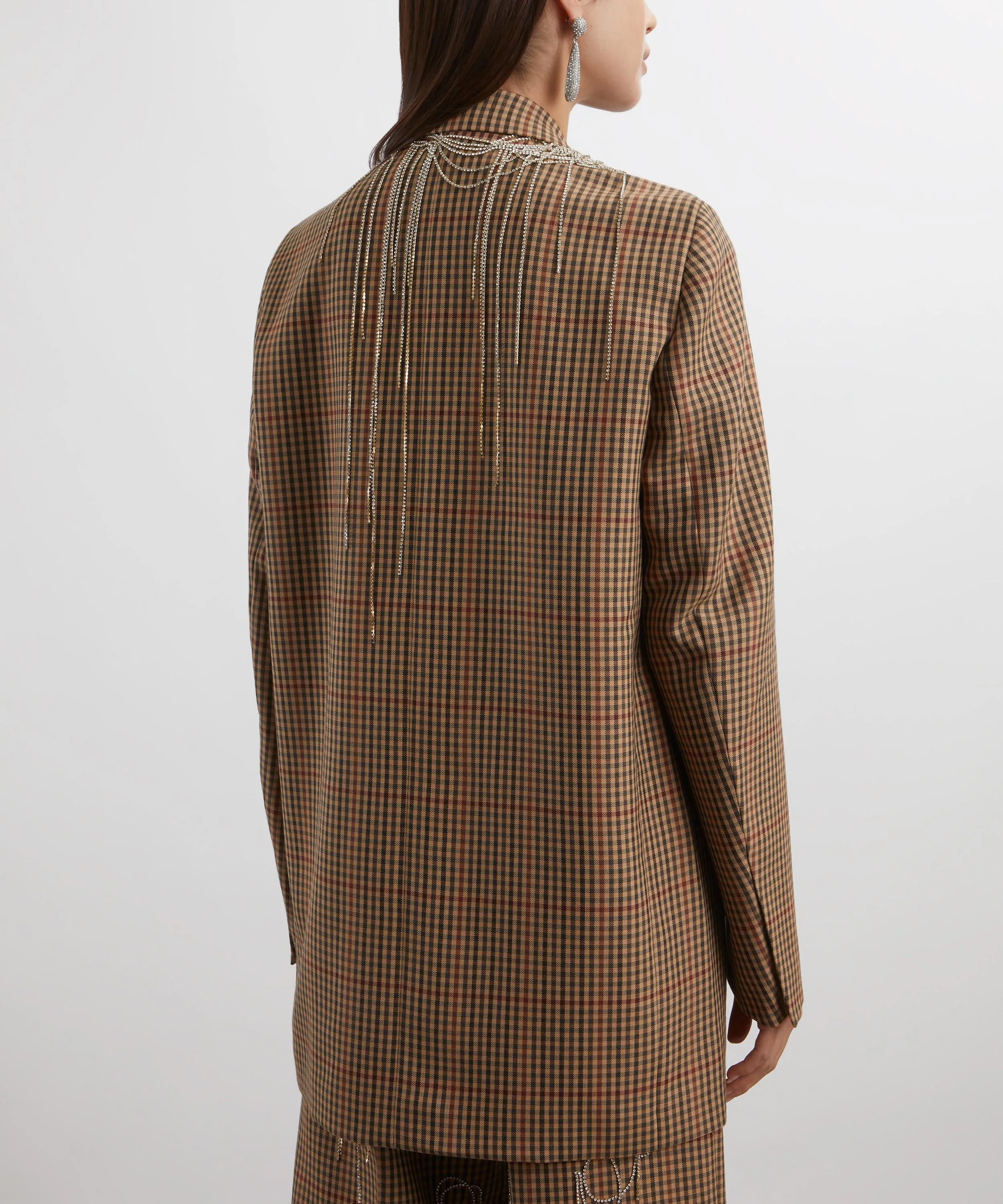 Women's Crystal-Embellished Checked Wool Blazer