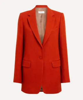 Women's Red Single-Breasted Wool Blazer