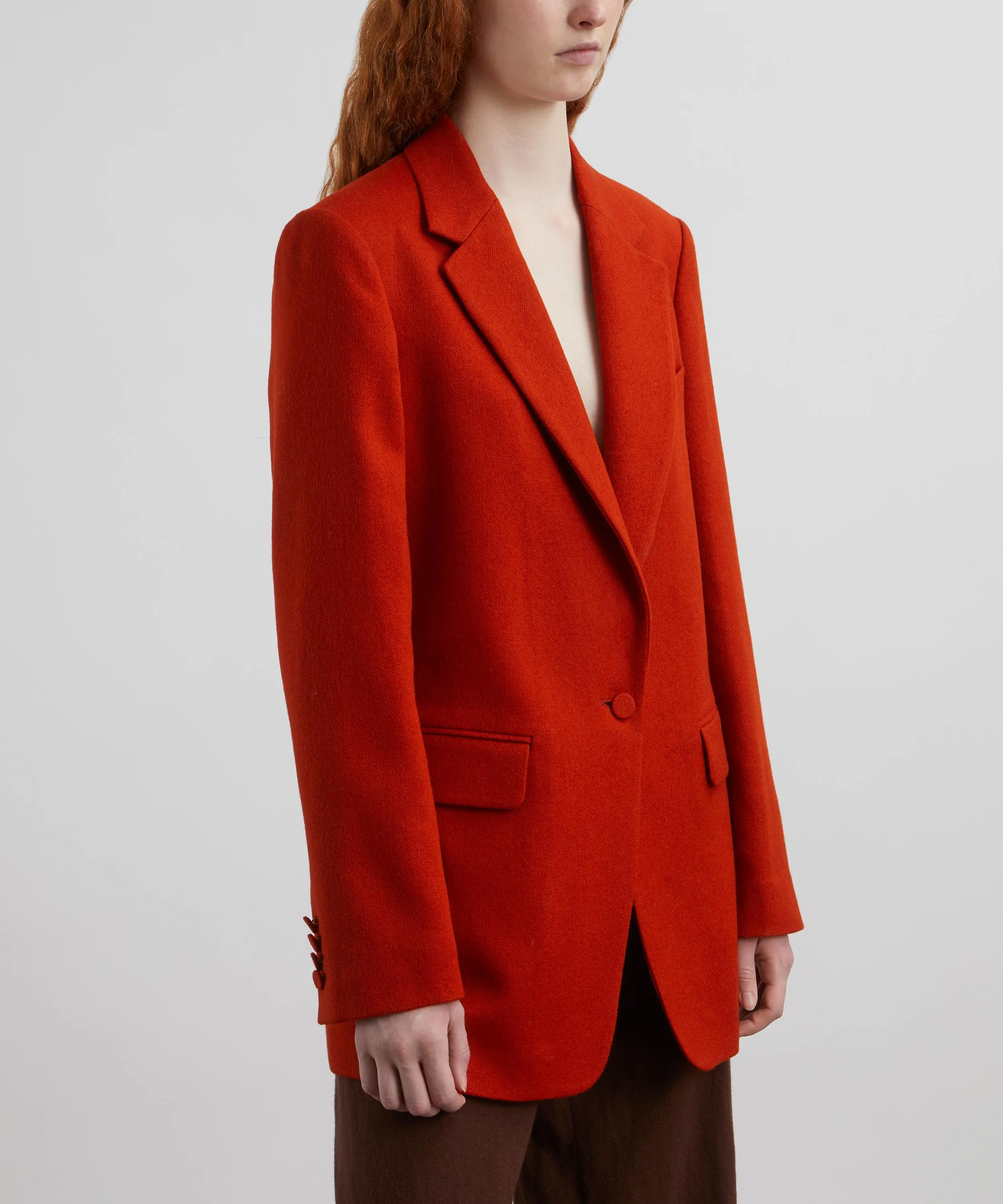 Women's Red Single-Breasted Wool Blazer