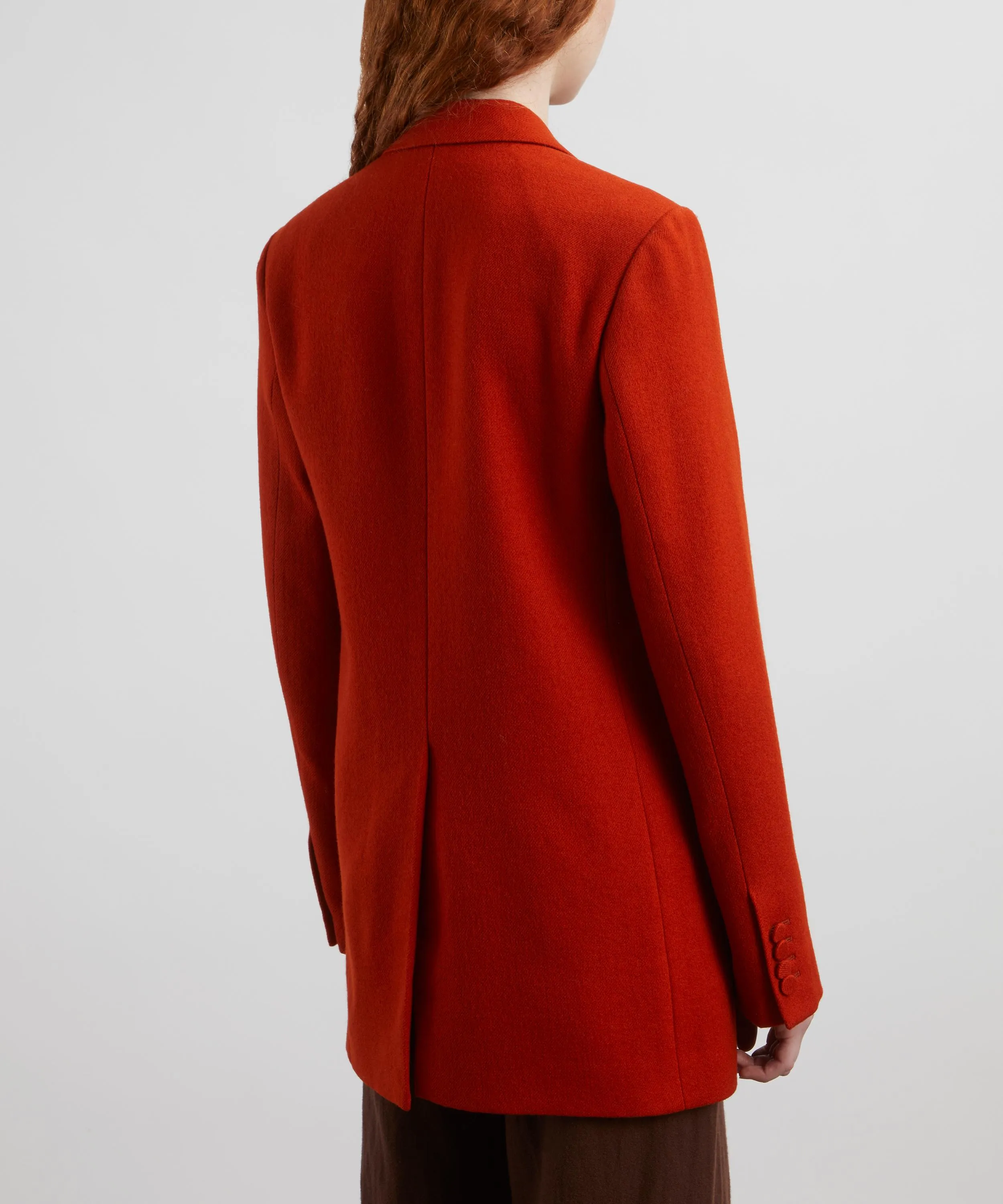 Women's Red Single-Breasted Wool Blazer