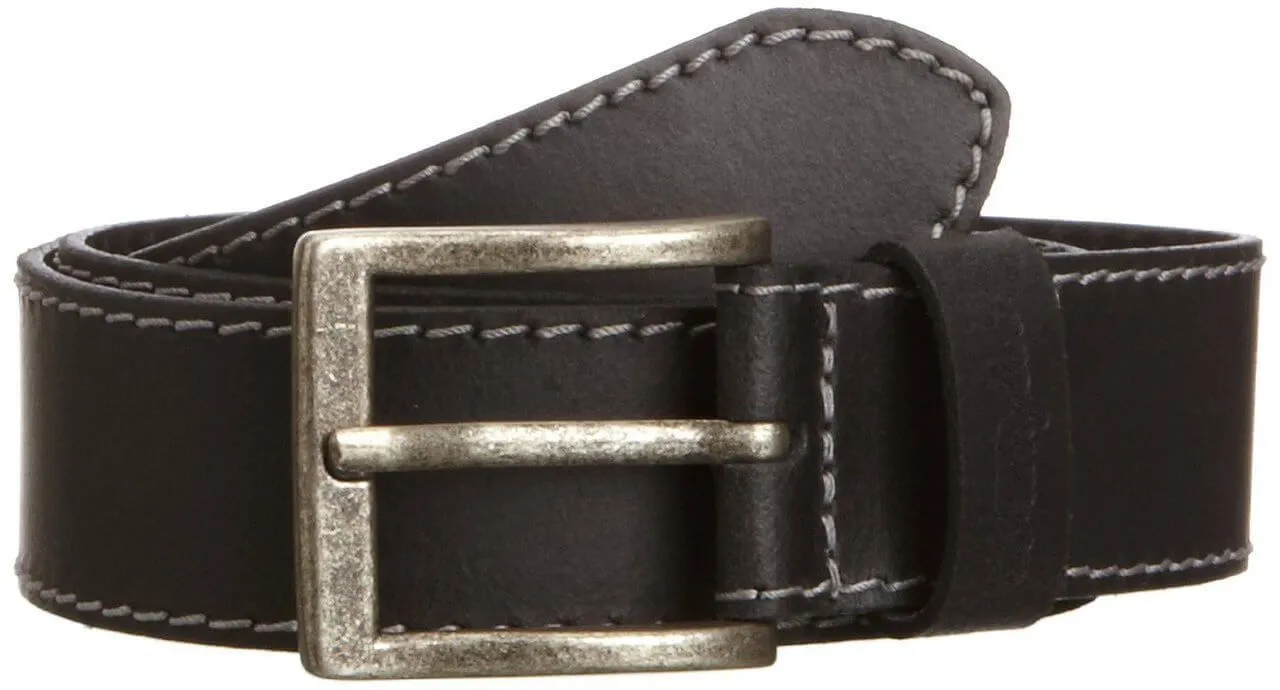 Black Stitched Leather Belt by Wrangler