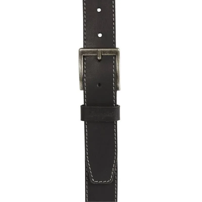 Black Stitched Leather Belt by Wrangler