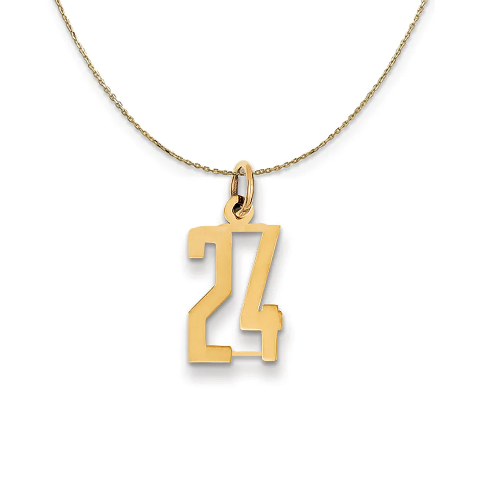 Yellow Gold Alumni Small Elongated Number 24 Necklace