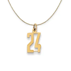 Yellow Gold Alumni Small Elongated Number 24 Necklace