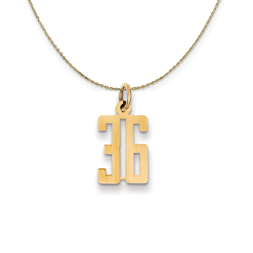 Yellow Gold Alumni Small Elongated Number 36 Necklace