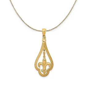 Yellow Gold Fleur De Lis Dangle Necklace