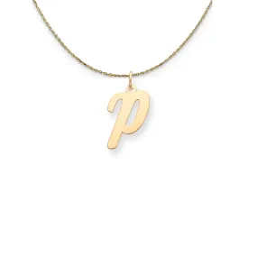 medium script initial P necklace in yellow gold