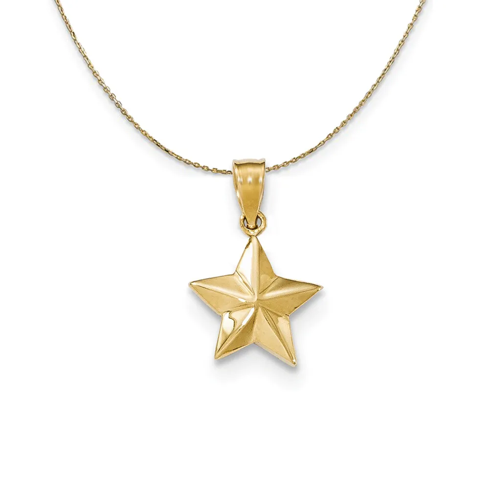 Yellow Gold Small Polished Nautical Star Necklace