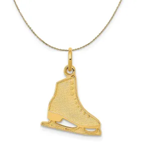 Yellow Gold Textured Flat Figure Skate Necklace