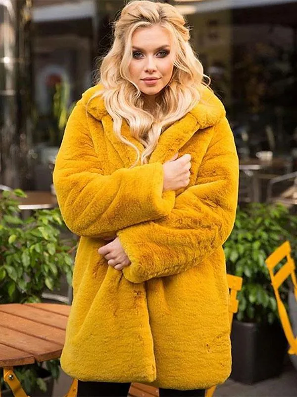 Yellow Women's Winter Fur Coat 2024